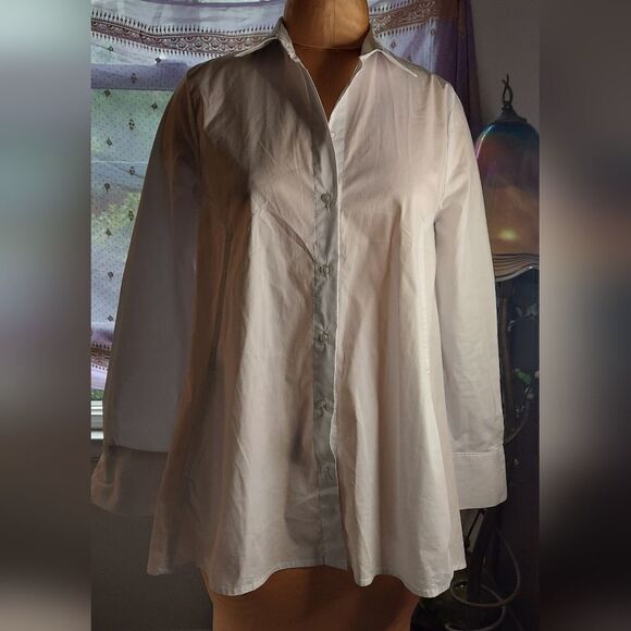 NWOT ELLEN TRACY White Trapeze Cut Blouse Pockets Size S - Picture 11 of 11